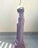 Charming Purple One-shoulder Beaded Slim-fitting Three-dimensional Carved Long Prom Dress HZ1022