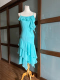 Beautiful Blue Chiffon Ruffle Homecoming Dress HZ1022