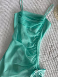 Beautiful Green Spaghetti Strap Chiffon Bow Irregular Homecoming Dress HZ1022