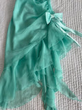 Beautiful Green Spaghetti Strap Chiffon Bow Irregular Homecoming Dress HZ1022