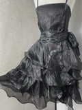 Chic Black Laser Spaghetti Strap Cake Skirt Homecoming Dress HZ1022