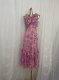 French Tea Break Floral Backless V-Neck Prom Dress HZ1022