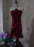 Beautiful Halterneck Off-shoulder Sleeveless Irregular Birthday Party Homecoming Dress HZ1022