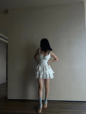 Cute White Strapless V Neck Lace Trim Mini Birthday Party Homecoming Dress HZ1022