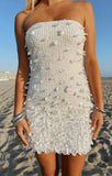 Beautiful White Tube Top Sequined Slim Fit Hip 17th Birthday Homecoming Dress HZ1022