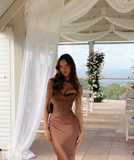 Brown Prom Dresses Sexy Prom Dress Birthday Outfits HZ1022
