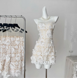 Beautiful Round Neck Mesh Splicing Sleeveless Lace Waist Birthday Skirt Homecoming Dress HZ1022