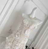 Beautiful Round Neck Mesh Splicing Sleeveless Lace Waist Birthday Skirt Homecoming Dress HZ1022