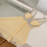 Beautiful Heavy Sequined Halter Neck Suspender Chiffon 17th Birthday Homecoming Dress HZ1022