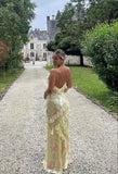 Mermaid Floor Length Yellow Prom Dress With Ruffles 22th Birthday Outfit HZ1022