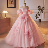 Stunning Ball Gown Off The Shoulder Organza Pink Sweet 16 Dresses HZ1024