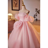 Stunning Ball Gown Off The Shoulder Organza Pink Sweet 16 Dresses HZ1024