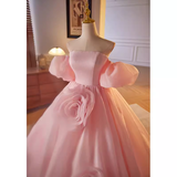 Stunning Ball Gown Off The Shoulder Organza Pink Sweet 16 Dresses HZ1024