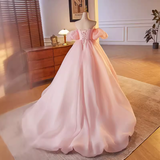Stunning Ball Gown Off The Shoulder Organza Pink Sweet 16 Dresses HZ1024