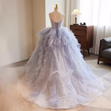 Stunning Ball Gown Spaghetti Straps Tulle Lavender Sweet 16 Dresses HZ1024