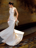 Simple Mermaid Halter Party Dresses Long White Prom Dresses HZ1022