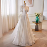 Vintage Ball Gown White Lace Long Wedding Dresses HZ1024