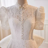 Vintage Ball Gown White Lace Long Wedding Dresses HZ1024