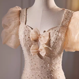 Sparkly Mermaid Champagne Sequin Long Prom Dress HZ1024