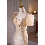 Sparkly Mermaid Champagne Sequin Long Prom Dress HZ1024