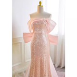 Sparkly Mermaid Pink Sequin Long Prom Dress HZ1024