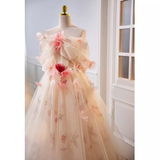 Princess Ball Gown Strapless Tulle Long Prom Dress HZ1024