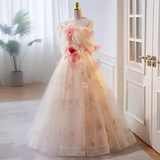 Princess Ball Gown Strapless Tulle Long Prom Dress HZ1024