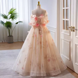 Princess Ball Gown Strapless Tulle Long Prom Dress HZ1024