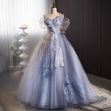 Vintage Ball Gown Strapless Tulle Blue Sweet 16 Dresses HZ1024
