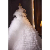 Vintage Ball Gown Strapless Tulle White Ruffles Sweet 16 Dresses HZ1024