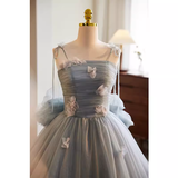 Vintage Ball Gown Strapless Tulle Gray Sweet 16 Dresses HZ1024