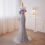 Luxury Mermaid Strapless Long Sequin Lilac Prom Dress HZ1024