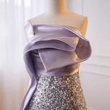 Luxury Mermaid Strapless Long Sequin Lilac Prom Dress HZ1024