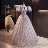 Vintage Ball Gown Sequin Blue Sweet 16 Dresses HZ1024