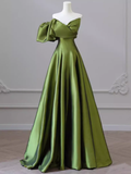 A-Line Strapless Green Long Prom Dress HZ1024