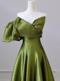 A-Line Strapless Green Long Prom Dress HZ1024