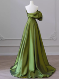 A-Line Strapless Green Long Prom Dress HZ1024