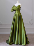 A-Line Strapless Green Long Prom Dress HZ1024