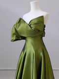 A-Line Strapless Green Long Prom Dress HZ1024