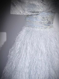 Sparkly A Line Off The Shoulder Silver Gray Feathers Long Prom Dress HZ1024