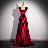 Simple A line Strapless Velvet Burgundy Long Prom Dress HZ1024