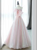 A-Line Pink Organza Long Prom Dress HZ1024