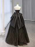 Black Sweetheart Neck Satin Tulle Long Prom Dress HZ1024