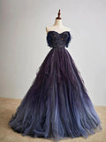 Elegant Ball Gown Off The Shoulder Long Tulle Prom Dress HZ1024