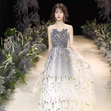 Simple A line Strapless Sequin Long Prom Dress HZ1024