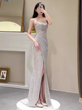 Sexy Mermaid Strapless Sequin Long Prom Dress HZ1024