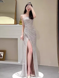 Sexy Mermaid Strapless Sequin Long Prom Dress HZ1024