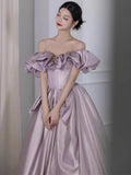 Sexy A Line Off The Shoulder Lilac Long Prom Dresses HZ1024