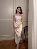 Simple Mermaid Sleeveless Straps White Long Prom Dress HZ1024