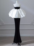 Modest Mermaid Strapless Black Velvet Long Prom Dresses HZ1024
